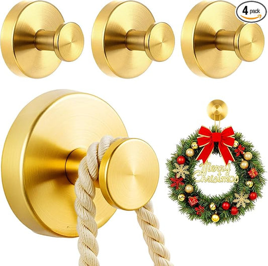 4 Packs Suction Cup Hooks for Shower, Heavy-Duty Wreath Hangers for Front Door, No Drill Glass Door Wreath Hanger Hook No Damage for Walls Bathroom Kitchen Window Mirror Tiles Towel Coat Robe Loofah
