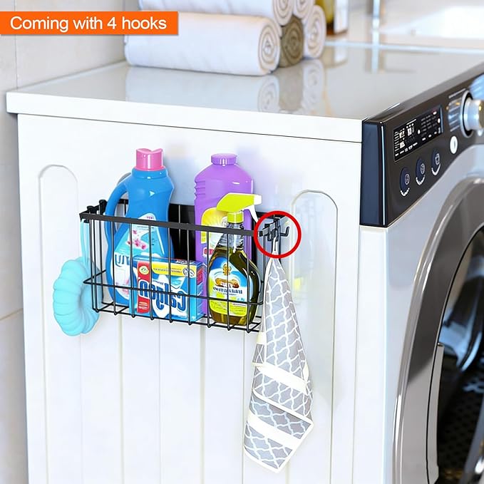 Magnetic Storage Shelf 2 Pack, Magnetic Dryer Balls Holder & Magnetic Spice Basket for Refrigerator, Multipurpose Fridge Organizer for Kitchen Laundry Room Organization