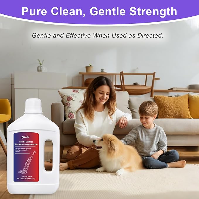 Snowlily 1000ML Floor Cleaning Solution, Residue & Streak Free, Low Foam Floor Cleaner for Mopping, for Robot Vacuum Mops & Wet Dry Vacuum Cleaners, Lavender Scent