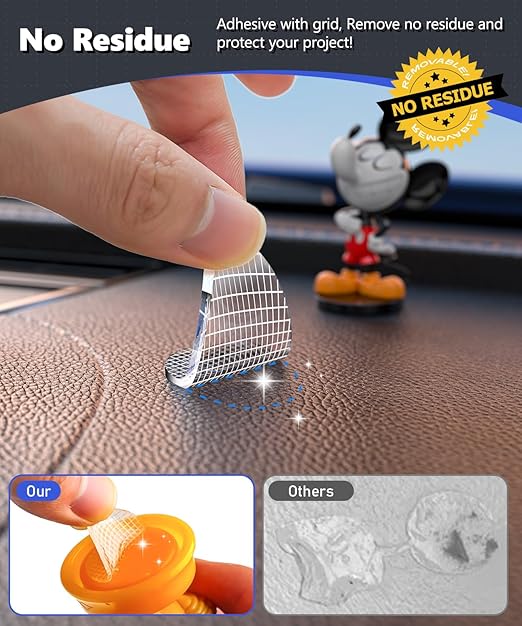 Removable Mounting Putty with Grid for Car Figure Adhesive Dots, Double Sided Sticky Dots for Vehicle Decor, Sticky Tack for Car Dashboard Ornaments, Interior Decorations, 1" Round (120Pcs)