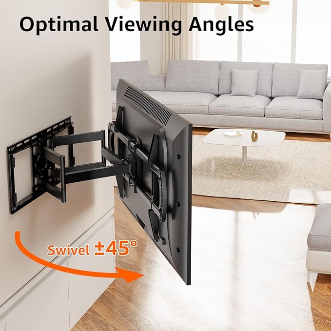 ELIVED Heavy Duty TV Wall Mount for Most 42"-90" TV Up to 200 LBS, Max VESA 800x400mm, Pre-Assembled Wall Mount Bracket, Full Motion Swivel tv Mount Fits 24"/18"/16" Wood Studs, YD3028