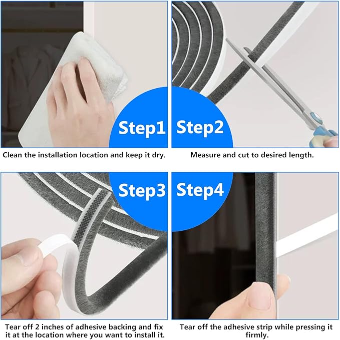 Weather Stripping Door Window Seal Strip 33 Ft,Selfadhesive Strong Adhesion,soundproofing,Draft Blocker,Dustproof,Suitable for Doors and Windows Cabinet Doors,0.4 Wide X 0.9 Inch Thick,White
