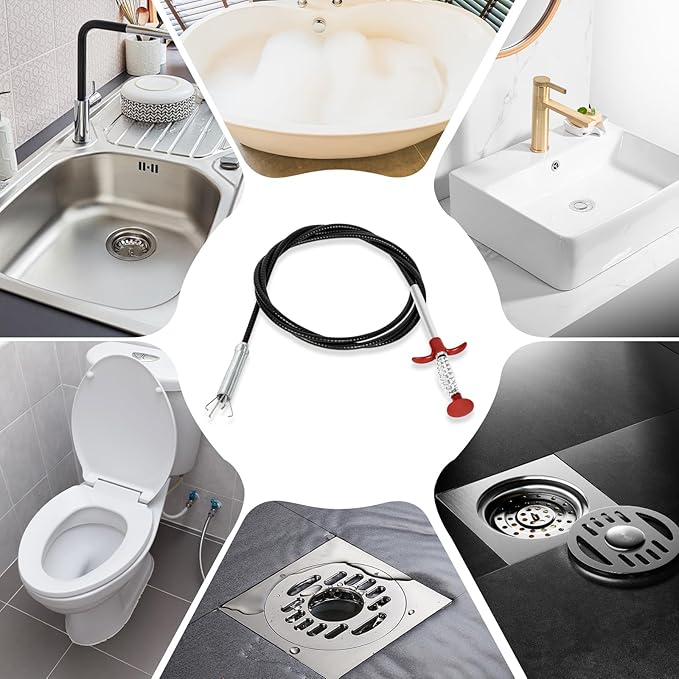 Drain Snake, 35-Inch Drain Clog Remover Tool, Flexible Grabber Claw for Bath Tub, Toilet, Kitchen Sink & Sewer