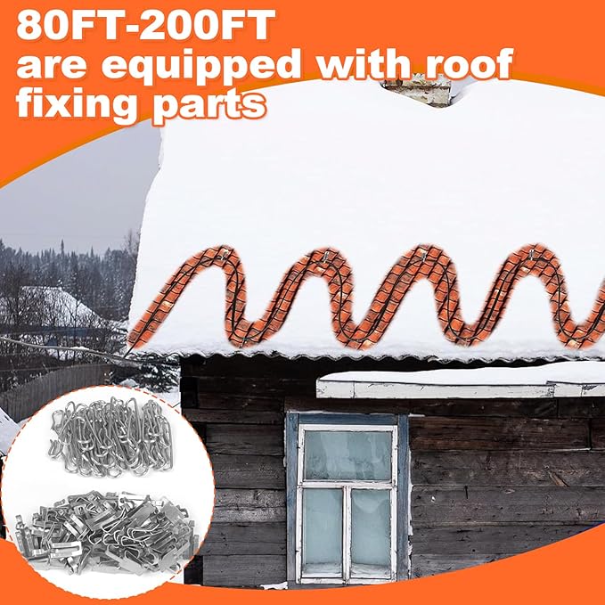 9FT Heat Tape for Water Pipes, -40°F Deicing Cable,Pipe Heating Cables for Roof,Gutter，Farm，Freeze Protetion Heat Trace Cable, Heated Water Hose,Plumbing Fixtures,120V 5W/FT