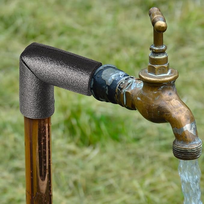8 Pack Elbow Pipe Insulation Foam Tube Outdoor Wrap Black Pipe Covers Elbow Insulation Tubing Water Foam Covers for Outdoor Winter Irrigation, Sprinkler (1.5 Inch)