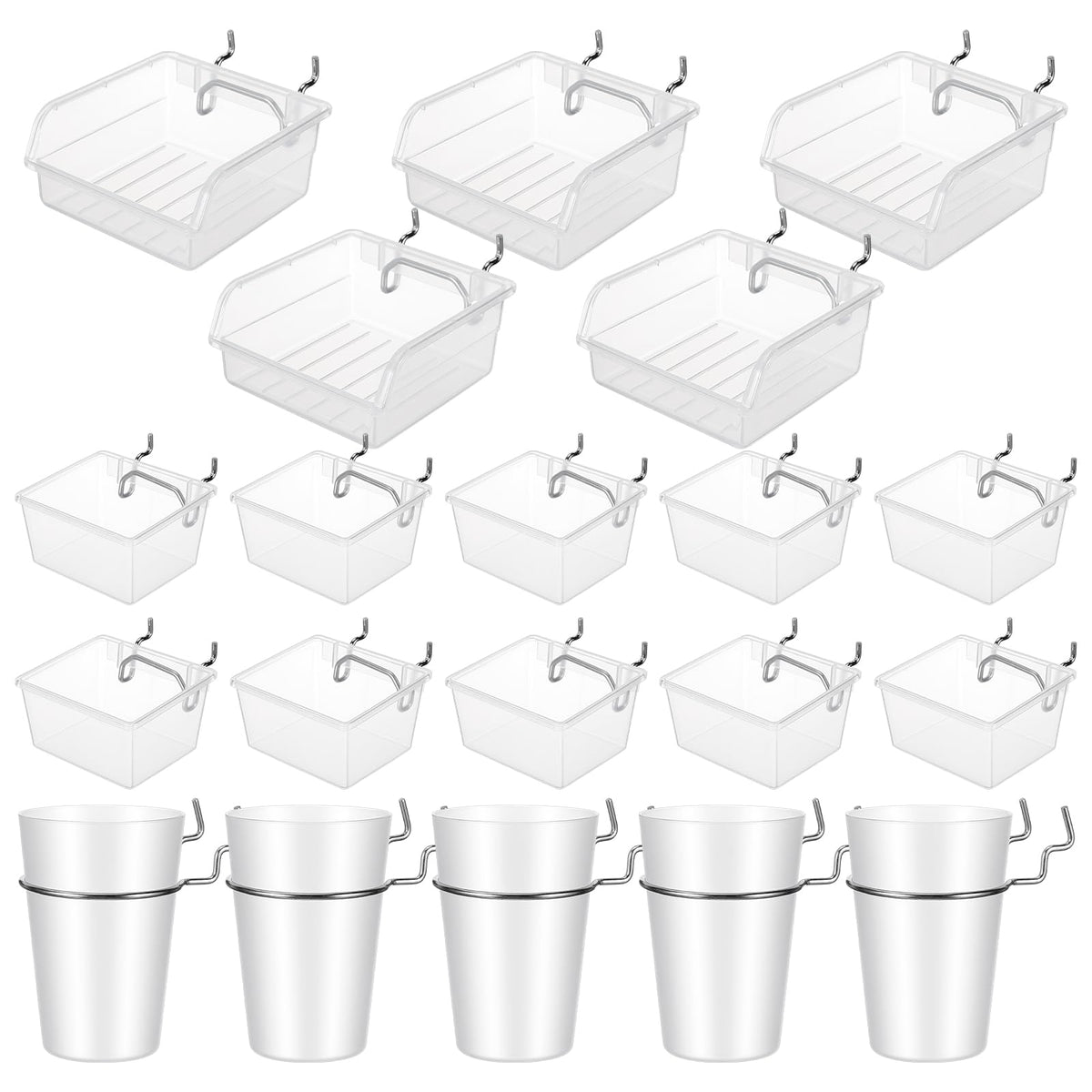 20 PCS Pegboard Bins and Cups with Hooks and Loops Peg - Image 1