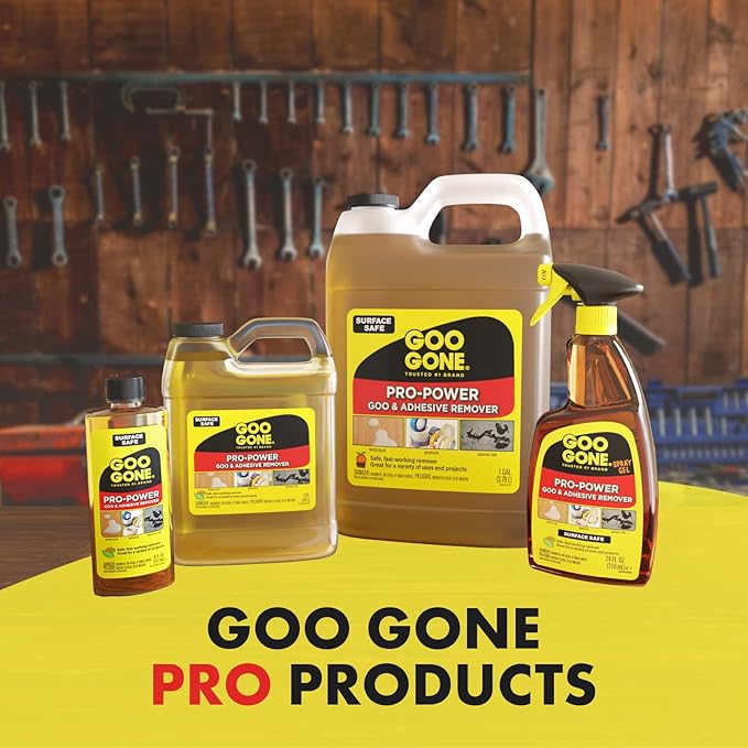 Goo Gone Pro-Power Spray Gel Adhesive Remover - Surface Safe, Great Cleaner, No Harsh Odors, Removes Stickers, Can Be Used On Tools, 24 Ounce, 2 Pack with Scraper Tool