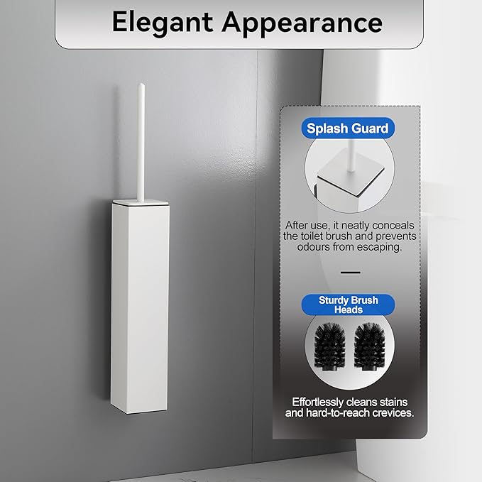 White Toilet Brush with Holder,Durable Cleaning Toilet Bowl Brushes with Holders