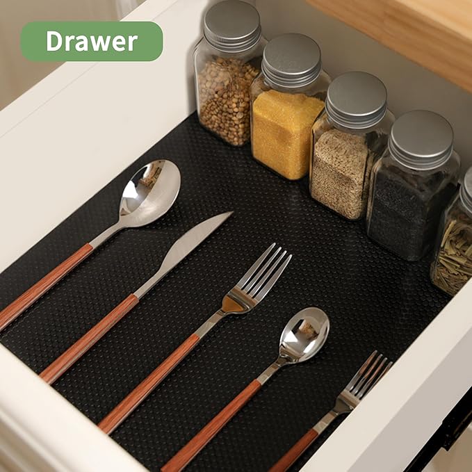 Shelf Liners 20 inch x 20 ft Shelf Liners for Kitchen cabinets nonstick Shelf Lining Drawer Mats EVA Protector for Cupboard (Black,20 inch x 20 ft)