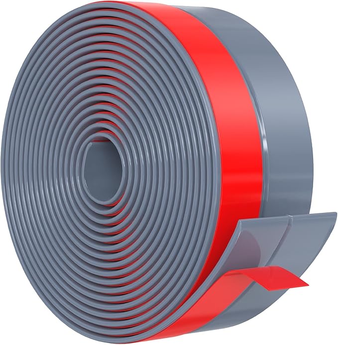 【2026 New Upgrade】 Wide Silicone Weather Stripping Door Seal with Strong Adhesive 3" x 17 ft, Draft Stopper for Garage, Shower & Sliding Doors - Gap & Under Door Protection, Gray