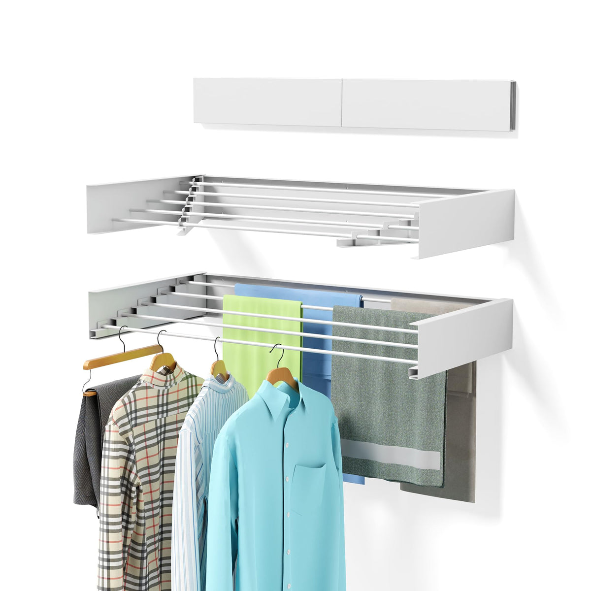 Wall Mounted Drying Rack, 31.5-Inch Foldable Laundry Rack - Image 1