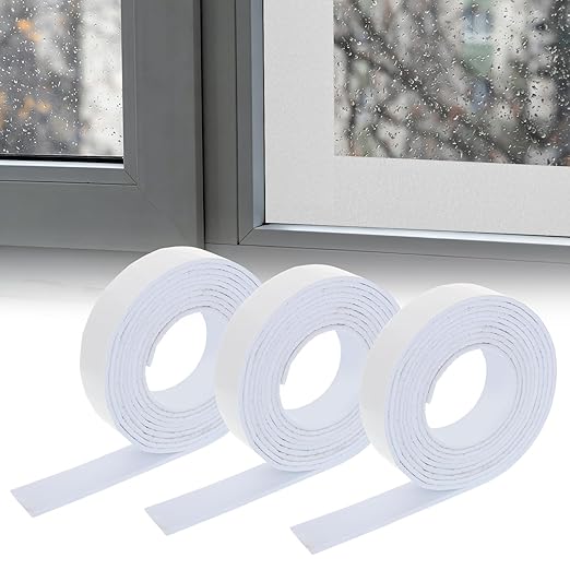 3 Roll 16.4 Ft x 2'' Window Condensation Prevention Absorber, Thick Window Moisture Absorbent Tape Reusable Condensation Prevention Felt Strip for Absorbing Water Keeping Dry