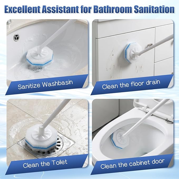 50 PCS Disposable Toilet Brush Refills, Toilet Wand Cleaner Toilets Bowl Wand Refills High-Density Fresh Scent and Powerful Cleaning Effect for Bathroom Cleaning Compatible Heads