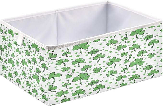 Bolaz St Patricks Day Clover Closet Organizers Storage Cubes Storage Bins Shelf Baskets Containers for Home Room Office,Rectangle