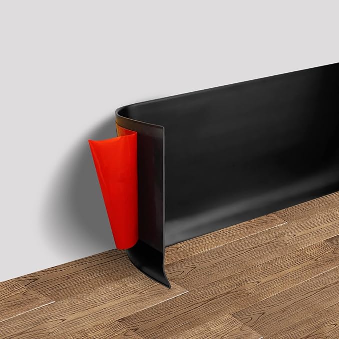 Vinyl Wall Base Baseboard Molding Trim 4" Flexible Self Adhesive Rubber Wall Base Moulding Trim Peel and Stick Design, 4 Inch x 60 Feet, Black