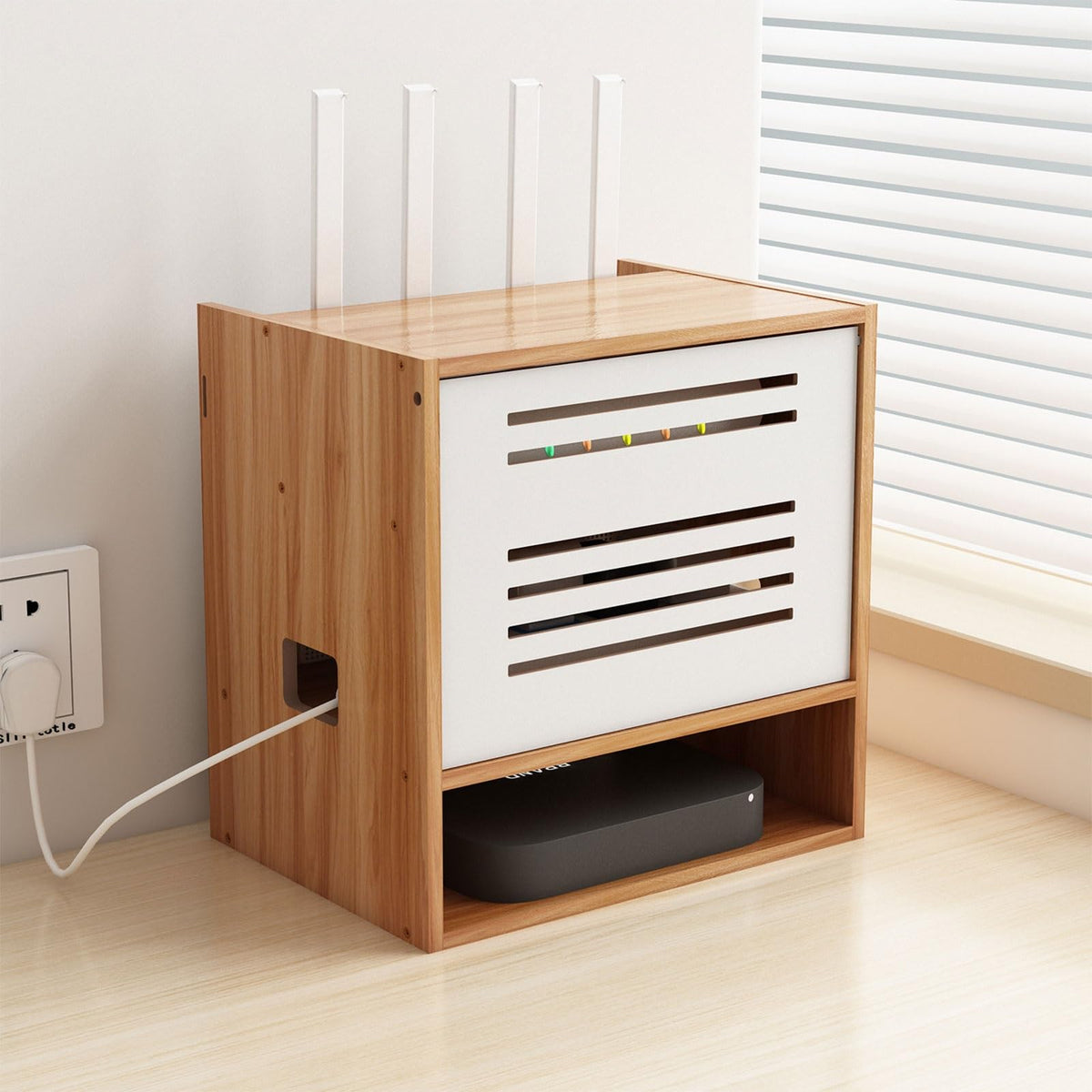 WiFi Router Storage Cabinet, Multi-Functional Router Storage Box - Image 1