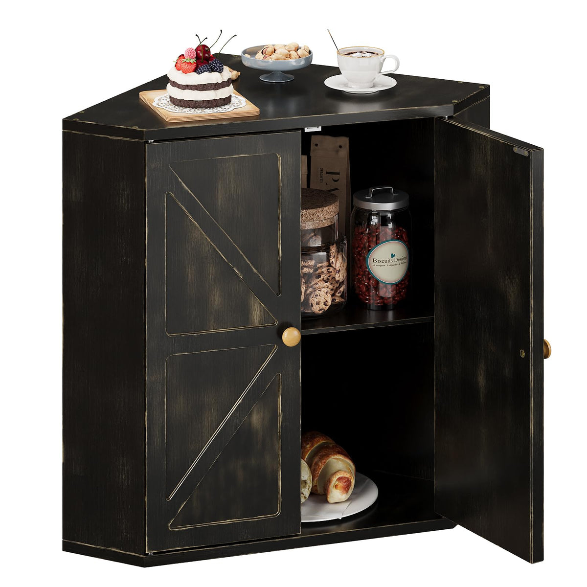 Trironsun Corner Bread Box for Kitchen Counter Double Layer - Image 1