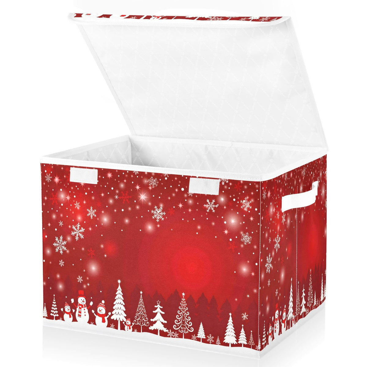 Storage Bins with Lids and Handles, Christmas Tree Snowman - Image 1