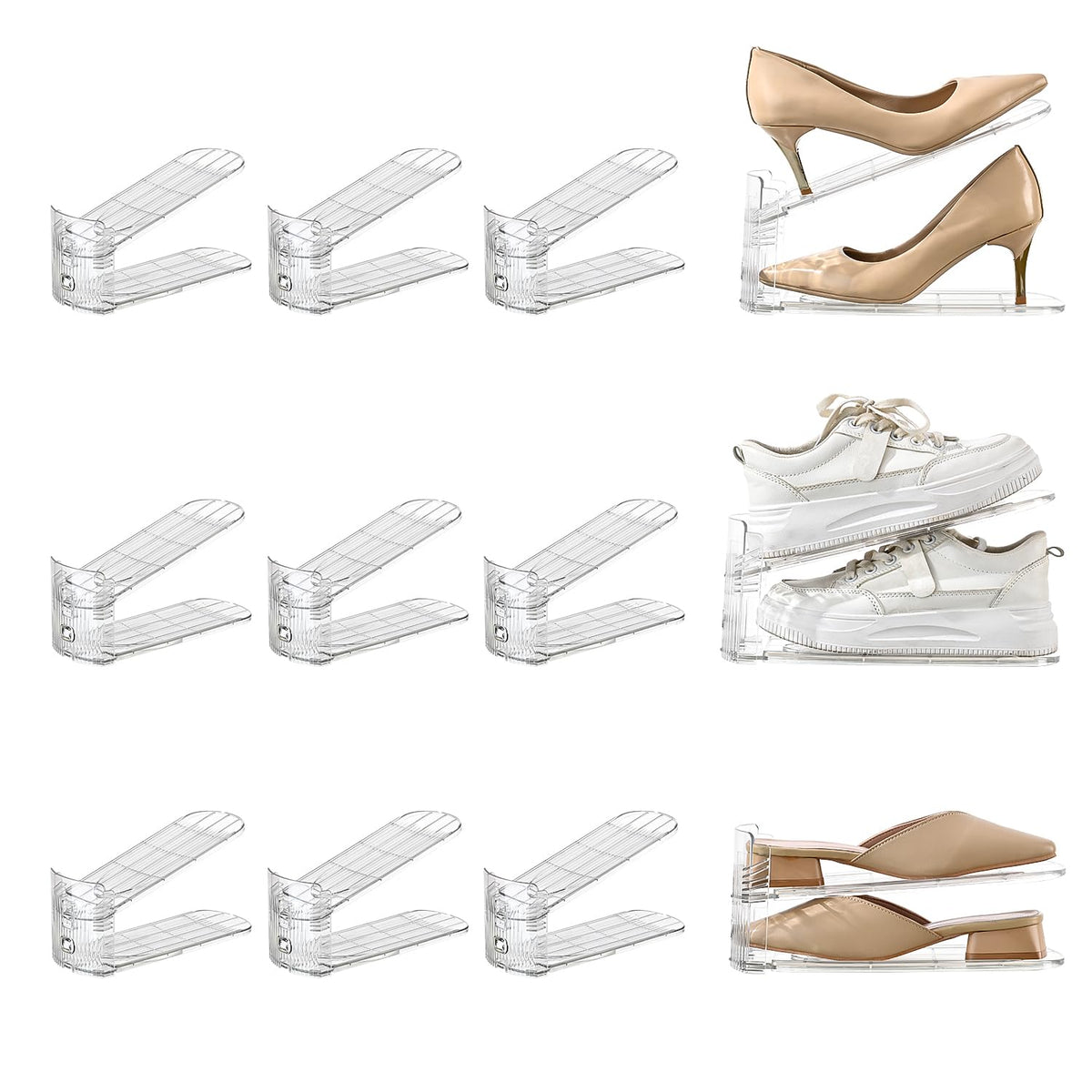 12 Pack Shoe Slots Organizer Adjustable Level Shoe Stacker Holder - Image 1