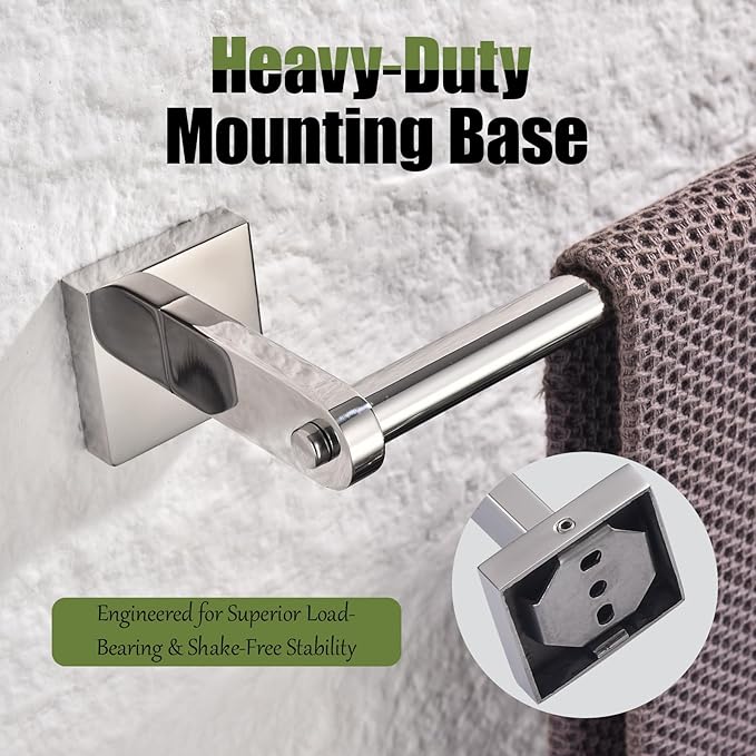 Miyili Bathroom Towel Bar 18-Inch, SUS304 Stainless Steel Wall Mounted Towel Holder, Rustproof Towel Hanger, Single Bar Bathroom Accessories, Polished, 2-Pieces