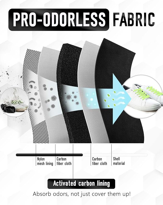 Smell Proof Shoe Bags for Travel-Soccer Cleat Bag Smell Proof with Active Carbon Fabric | Odor-Absorbing Water-Resistant Track Shoe bags for Sports (2 Black with Green, UP TO US14)