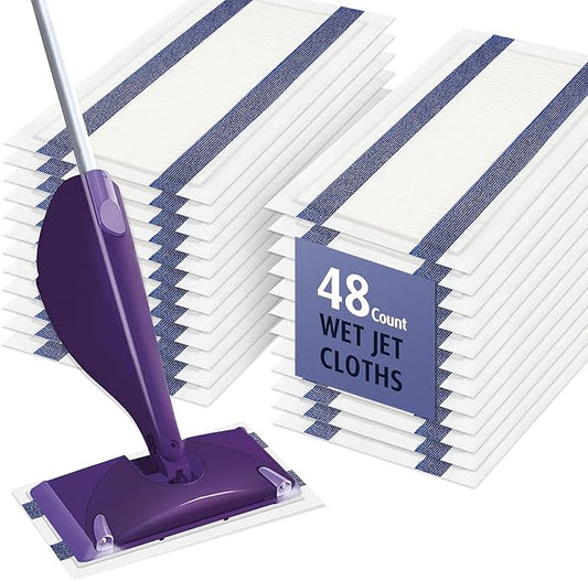 AIR U+ Disposable Mop Pad Refills for Swiffer Wet Jet Mops, Thickned and Absorbent Wet Pads Refill, 48 Count