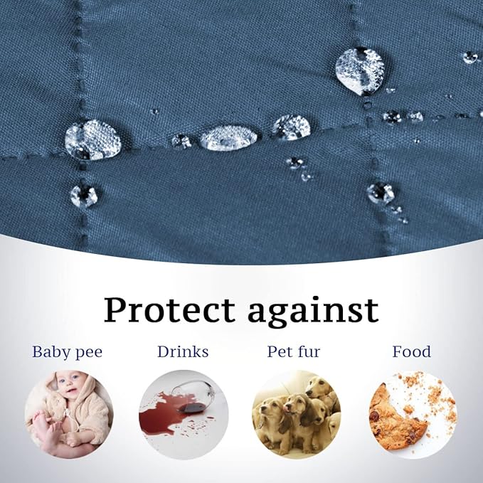 H.VERSAILTEX Water Repellent Sofa Cover Couch Cover Sofa Slipcover for Dogs Couch Protector Reversible Sofa Slipcover for 3 Cushion Couch Furniture Protector for Pets(Sofa, Dark Blue/Beige)