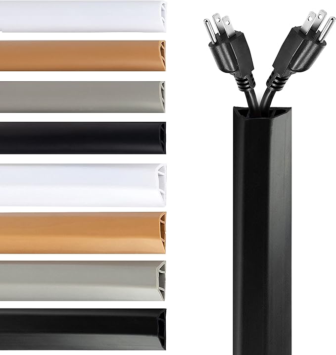 Rubber Bond TV Cord Hider Cable Protector - Strong Self Adhesive Wall Cord Cover Cable Hider - Low Profile Cable Management Wall Cord Concealer Cable Raceway