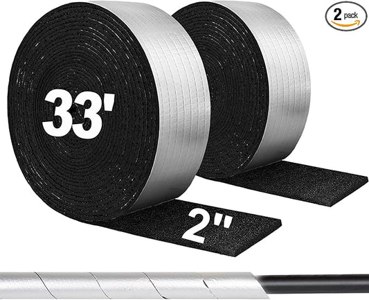 2 PCS 33ft Foam Insulation Tape Pipe Insulation Wrap, Waterproof Self Adhesive Winter Outdoor Freeze Protection Foil for Hot or Cold Pipes, 2 inch Wide