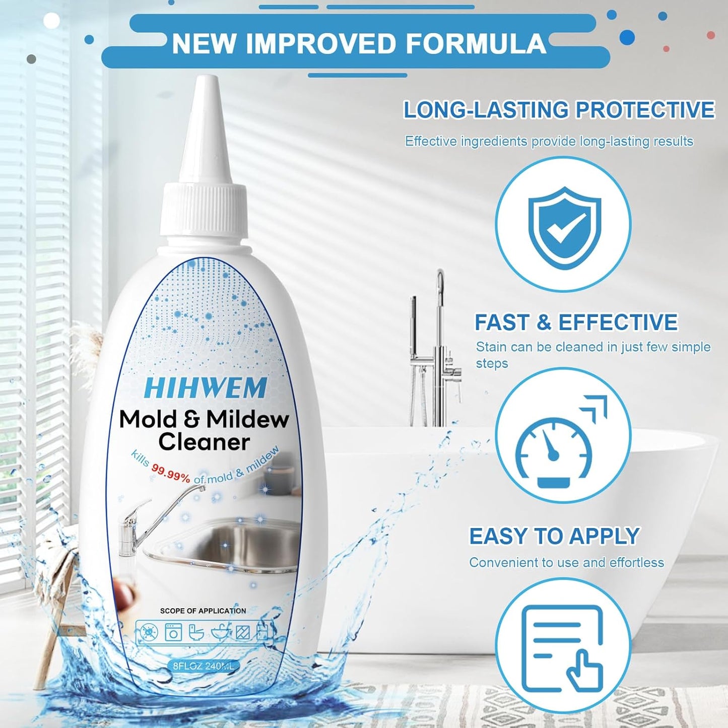 Mold & Mildew Remover Gel – Grout, Sink & Shower Stain Cleaner (8 oz) | Fixory911