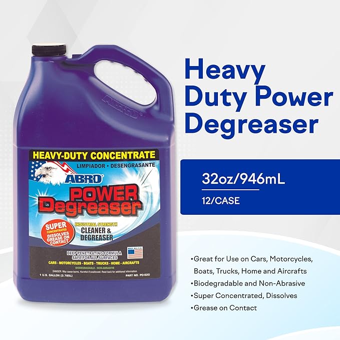 ABRO Heavy Duty Power Degreaser, High Performance Multifunctional Auto Engine Degreaser for Quick and Easy Removal of Grease, Oil, Dirt &Grime, Engine Cleaner and Degreaser, 6 Pack Case, 1 Gallon