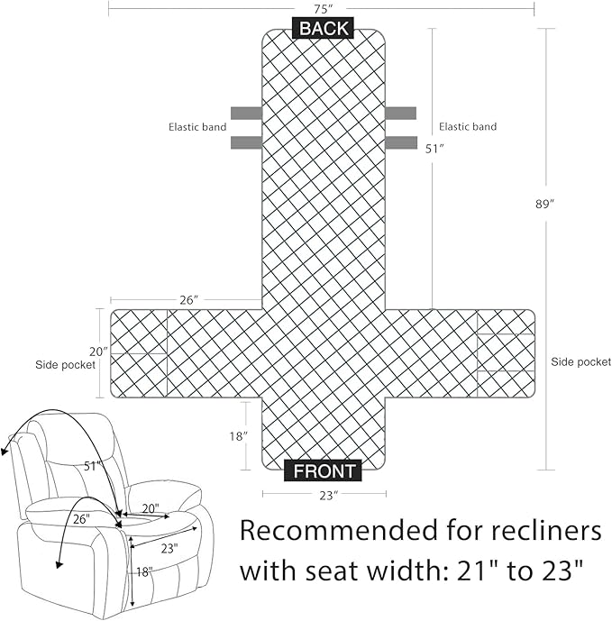 Velvet Recliner Covers Non Slip Waterproof Large Recliner Chair Covers for Leather Chairs Reversible Recliner Sofa Cover for Living Room Recliner Furniture Protectors Covers for Dog Pets Beige 23"