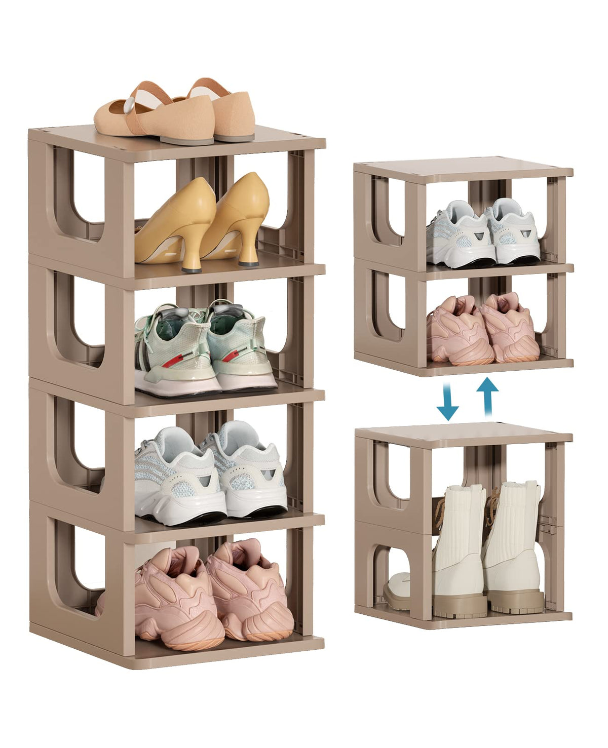 HAIXIN Narrow Shoe Rack - 5-Tier Stackable Shoe Storage Stand - Image 1