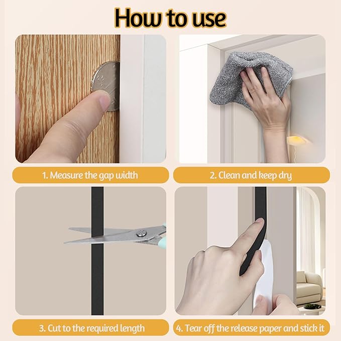 1/2 Inch Wide 1/17 Inch Thick Weather Stripping Door Seal,Window Sealing Tape,Foam Insulation Tape,Single-Sided Self-Adhesive Foam Strips,33 Feet Long Black