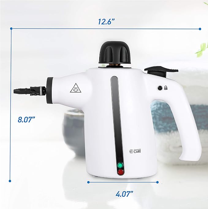 Handheld Steam Cleaner, 9-Piece Accessory Set, White, Steamer for Cleaning, Couch Cleaner, Steam Cleaner Carpet and Upholstery