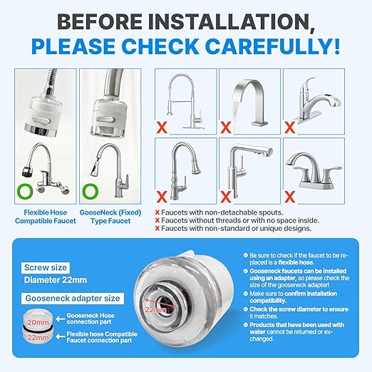 Filtered Kitchen Sink Faucet for Clean Safe Water Compatible with Gooseneck – Pure Carbon Filters for Kitchen, Carbon Composite, 1 Year Set (AJ8510C-SET-1YR)