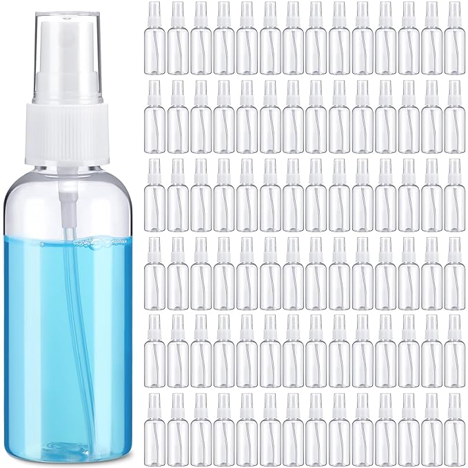 Zhehao 200 Pcs Small Spray Bottle Bulk 2 oz Plastic Mist Spray Bottles for Essential Oils Fine Mist Sprayer Reusable Refillable Portable Travel Containers for Perfume Cleaning Samples(Clear)