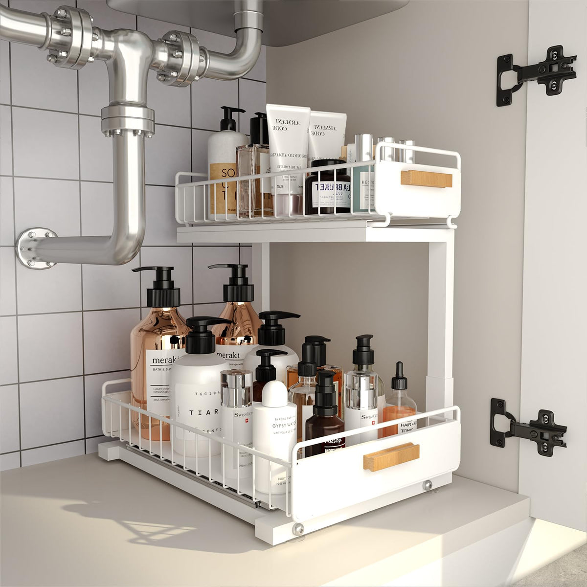 Under Sink Organizer Kitchen - Upgraded Professional Rails, 2 - Image 1