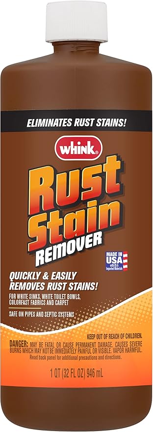 Rust-Oleum Whink Rust Stain Remover | Heavy-Duty Iron Stain Remover for White Toilets & Sinks, Colorfast Fabric & Carpets | 32 oz