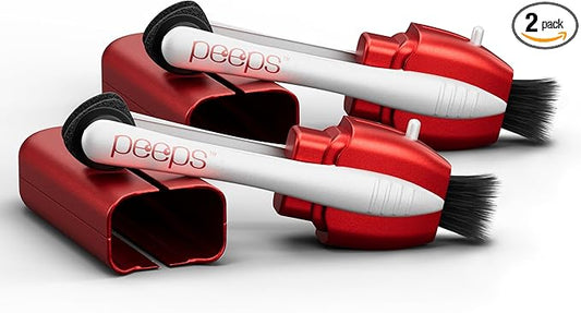CarbonKlean Peeps Glasses Cleaner - for Eyeglasses, Reading Glasses, and More - Lens Cleaner with Carbon Microfiber Tech - Soft Touch Red - 2 Count
