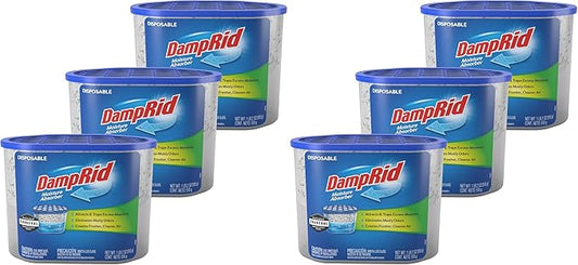 DampRid Fragrance Free Disposable Moisture Absorber with Activated Charcoal,18 oz Moisture Absorber & Odor Remover,Lasts Up To 60 Days,No Electricity Required,(Pack of 6)