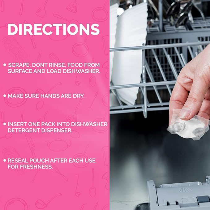 Natural Solution Dishwasher Pods, Formulated with Lemon Extracts, Effective on All Dishwashers, Prevent Scale Formation & Stubborn Stain, Dishwasher Detergent, 24 Pods