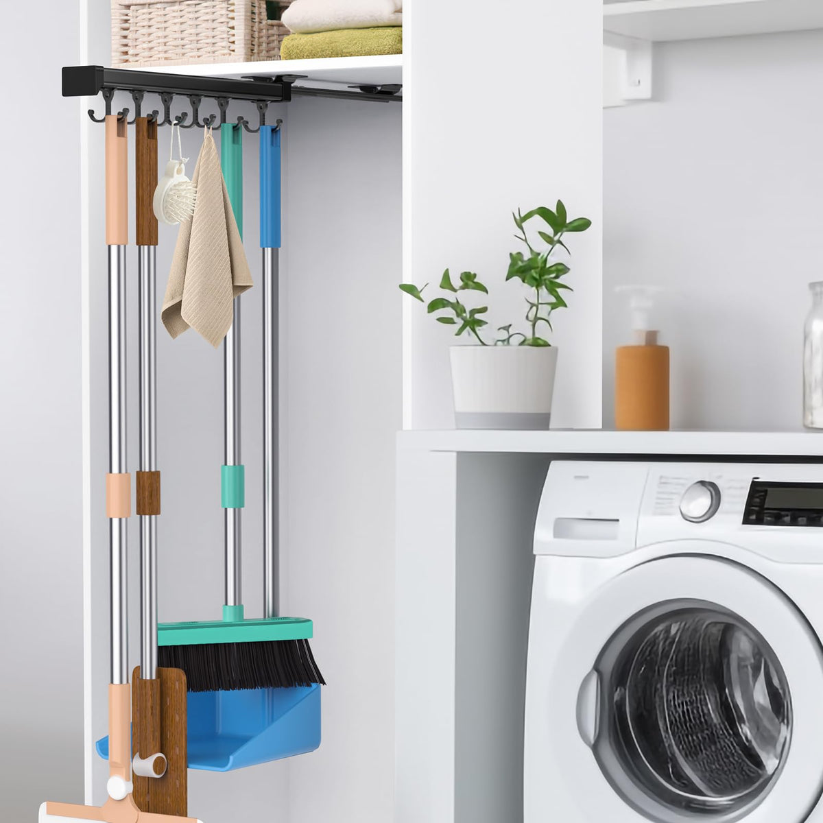 Pull Out Broom Holder With Adjustable Double Row Sliding - Image 1