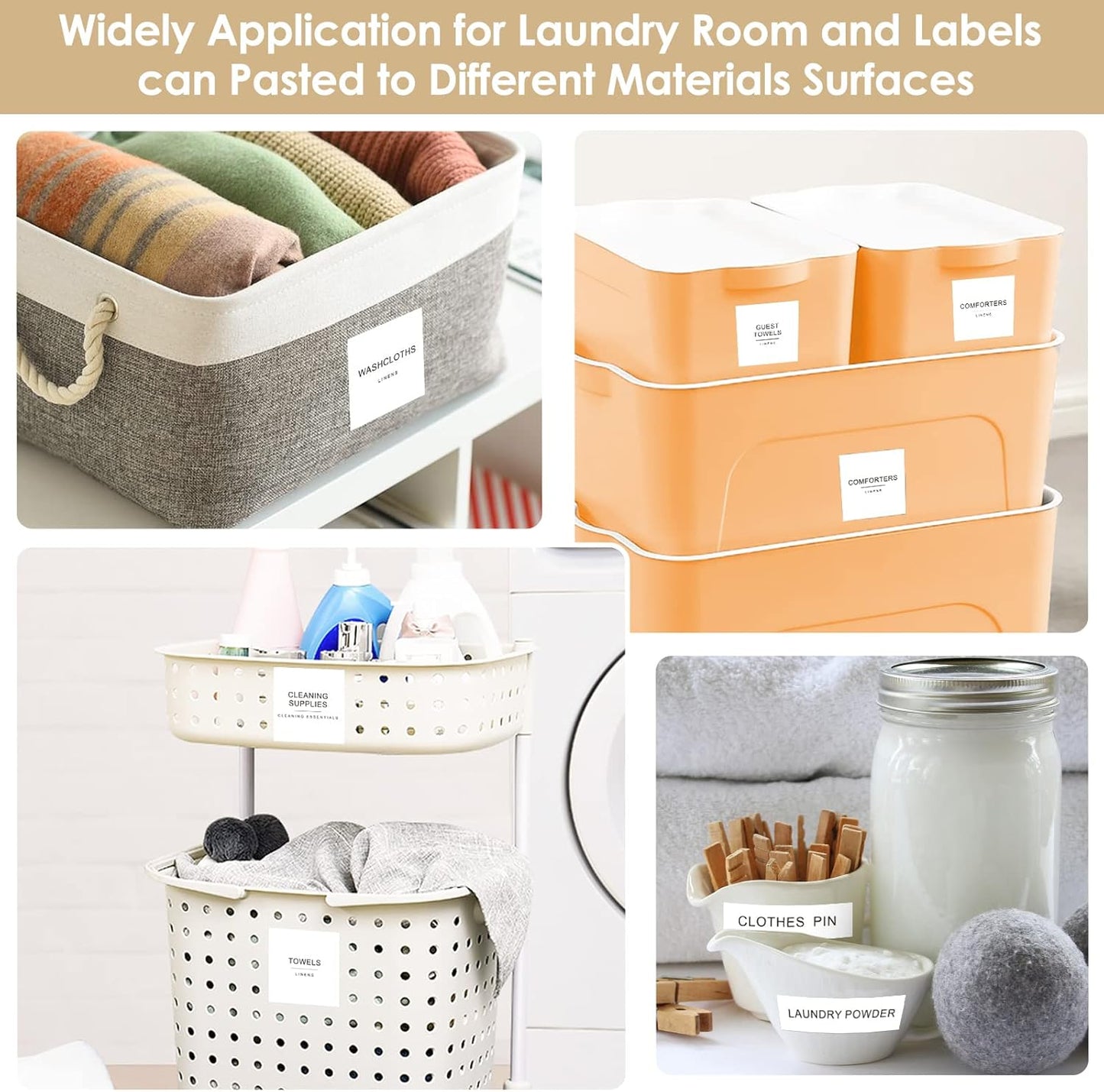 Cludoo 372 PCS Preprinted Minimalist Home Laundry Bathroom Labels for Organizing with DIY Blank Labels, Waterproof Oil Resistant Stickers for Bathroom Laundry Home Beauty Organization Supplies Labels
