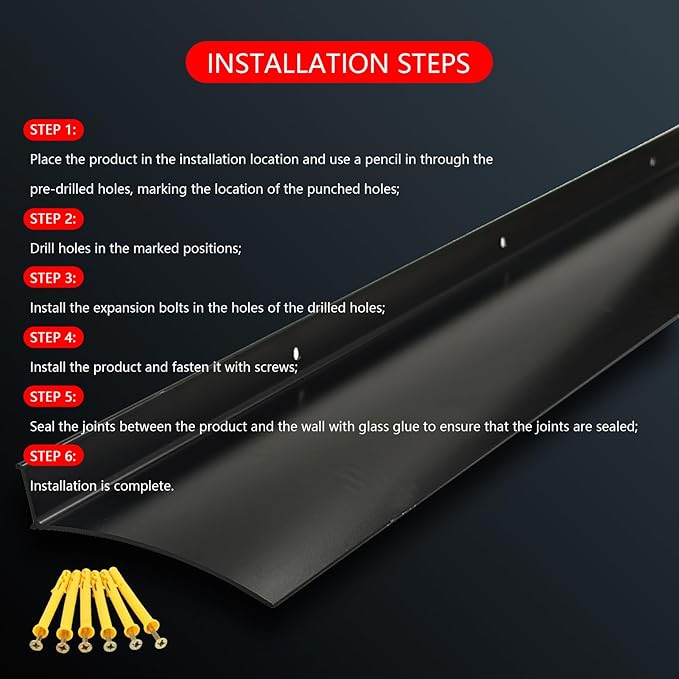 Heavy-Duty 5.12" W 43.3" L Door Rain Drip Guard Overhead,Aluminum Drip Cap for Exterior Doors Window Top,Rain Drip Edge Flashing,Water Deflector,Rain Diverter,Anodized Black 1PCS
