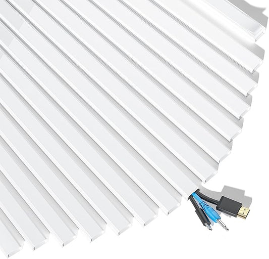 Yecaye 235in Wall Cord Hider for 2-3 Cords, On-Wall Cord Cover Channel, Long Cable Concealer, Cable Cover Cords Management for Home Office, W0.94in H0.47in, White