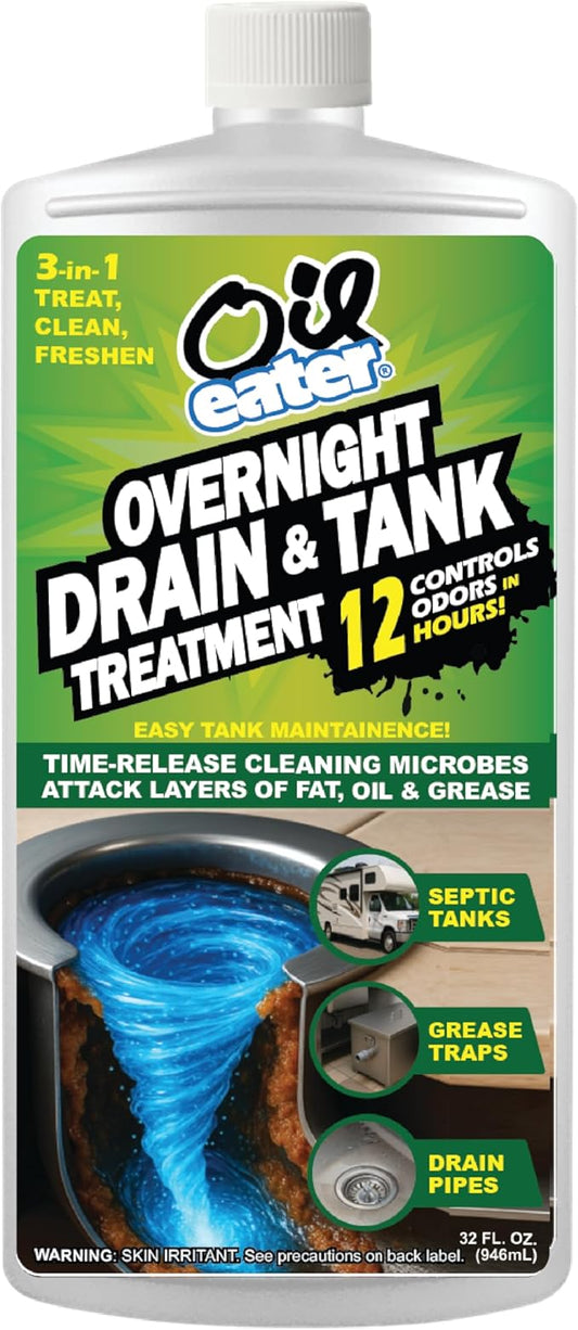 Oil Eater Drain & Tank 3-in-1 Treatment for Grease Traps, Septic Tanks, Drains, 32oz