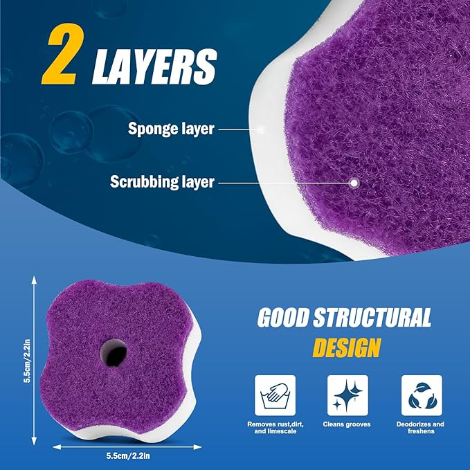 100PCS Toilet Bowl Wand Refills, Replacement Heads for Bathroom Washroom Cleaning Pads, Disposable Toilet Brush Refills Compatible with Household Brush Scrubber Cleaning Refill Lavender Breeze