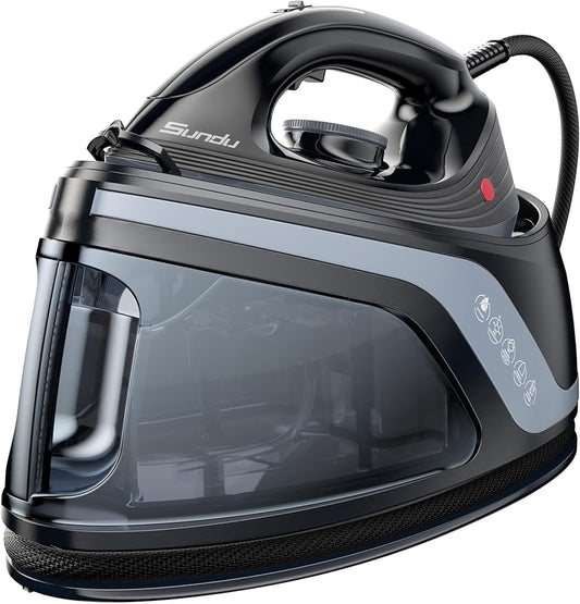 Sundu Pro Steam Station Iron for Clothes,1600W Professional Steam Iron with 44 oz Tank, 400 microsteam holes, Built-In Pump, Ceramic baseplate,Iron Lock For Easy Carry