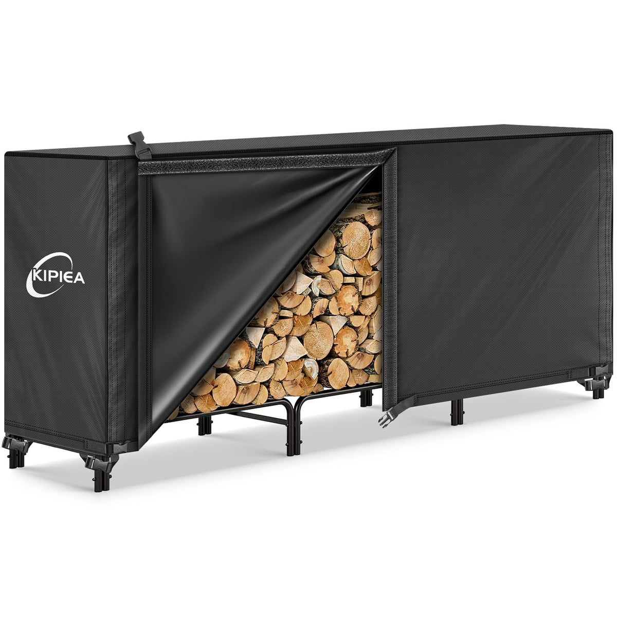 8FT Waterproof Firewood Storage Log Rack Cover, Heavy Duty - Image 1
